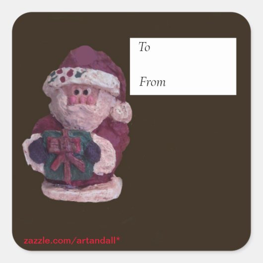 SANTA MET GIFT-STICKER VIERKANTE STICKER (Voorkant)