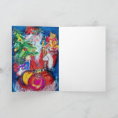 SANTA MET GIFTEN EN CHRISTMAS TREE H MONOGRAM FEESTDAGEN KAART (Binnen)