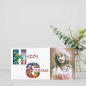 SANTA MET GIFTEN EN CHRISTMAS TREE MONOGRAM FEESTDAGENKAART (Staand voorkant)