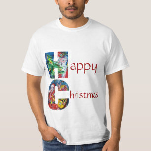 SANTA MET GIFTEN EN CHRISTMAS TREE MONOGRAM T-SHIRT