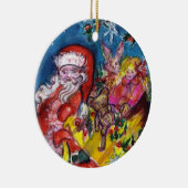 SANTA MET GIFTS EN JONGE Kerstmis Keramisch Ornament (Rechts)