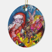 SANTA MET GIFTS EN JONGE Kerstmis Keramisch Ornament (Links)