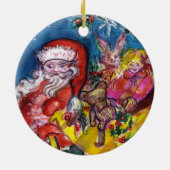 SANTA MET GIFTS EN JONGE Kerstmis Keramisch Ornament (Achterkant)