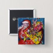 SANTA MET GIFTS VIERKANTE BUTTON 5,1 CM (Voorkant /achterkant)