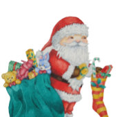 santa met groene zak vol kerstcadeaus kleine kerstsok