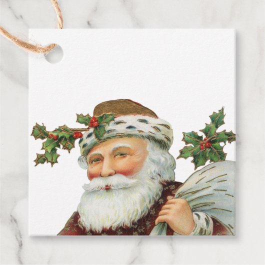  Santa met Holly Gift Labels (Voorkant)