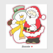 SANTA MET ICE-MAN IN CHRISTMAS. HO! HO! HO! STICKER (Vel)