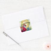SANTA MET KIND, CHRISTMAS BALLOON, HOLLYBERRIA VIERKANTE STICKER (Envelop)