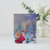 SANTA MET KIND IN DE WINTER SNEEUWHOLIDAY-KAART FEESTDAGENKAART (Staand voorkant)
