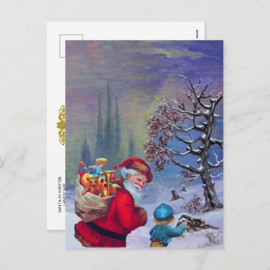 SANTA MET KIND IN DE WINTER SNEEUWHOLIDAY-KAART FEESTDAGENKAART (Voorkant / Achterkant)