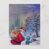 SANTA MET KIND IN DE WINTER SNEEUWHOLIDAY-KAART FEESTDAGENKAART (Voorkant)