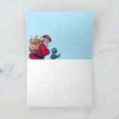 SANTA MET KIND IN DE WINTER SNEEUWLANDSCHAP FEESTDAGEN KAART (Binnen)