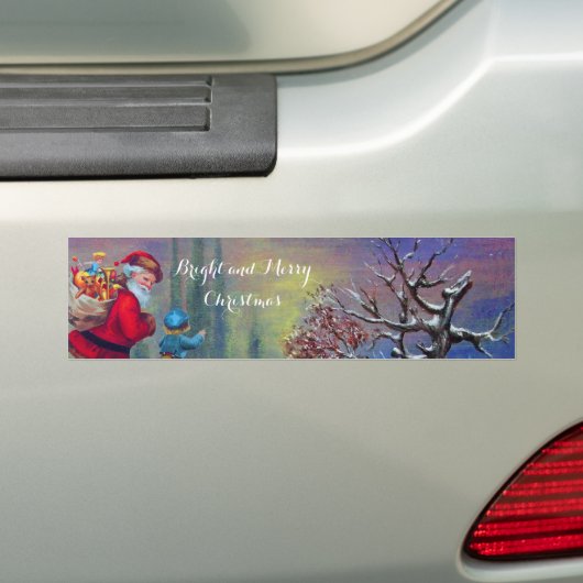 SANTA MET KIND IN WINTER SNEE BUMPERSTICKER (Op auto)
