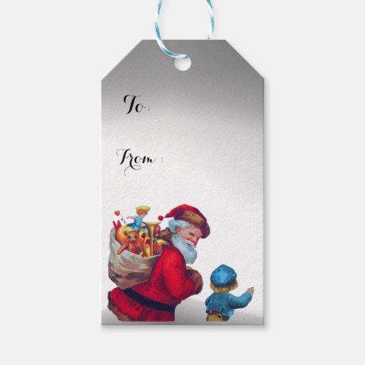 SANTA MET KIND IN WINTER SNEE CADEAULABEL (Voorkant)