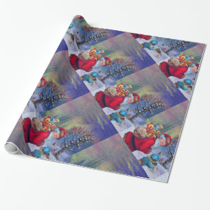 SANTA MET KIND IN WINTER SNEE CADEAUPAPIER