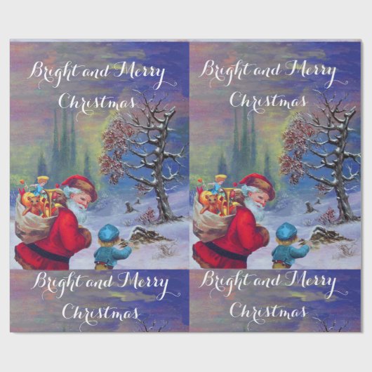 SANTA MET KIND IN WINTER SNEE CADEAUPAPIER (Vlak)