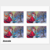 SANTA MET KIND IN WINTER SNEE RECHTHOEKIGE STICKER (Vel)