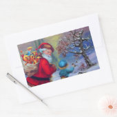 SANTA MET KIND IN WINTER SNEE RECHTHOEKIGE STICKER (Envelop)