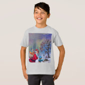 SANTA MET KIND IN WINTER SNEE T-SHIRT (Voorkant volledig)