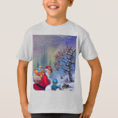 SANTA MET KIND IN WINTER SNEE T-SHIRT (Voorkant)