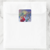SANTA MET KIND IN WINTER SNEE VIERKANTE STICKER (Tas)