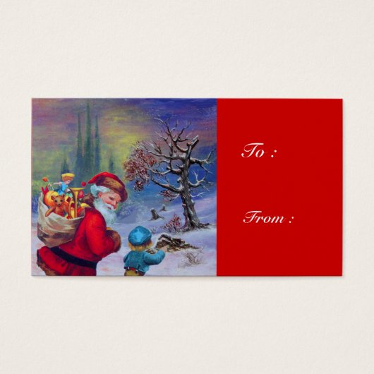 SANTA MET KIND IN WINTER SNEE VISITEKAARTJE (Voorkant)