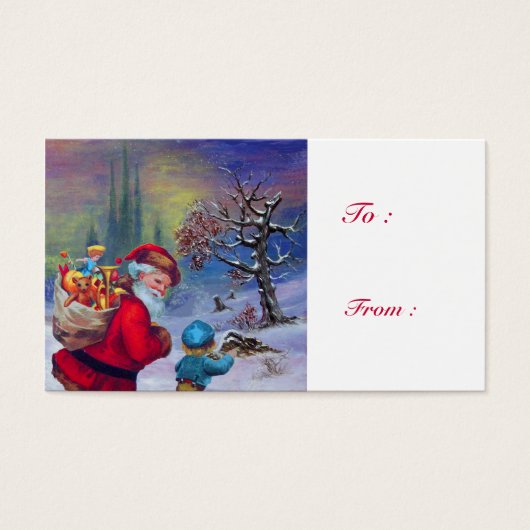 SANTA MET KIND IN WINTER SNEE VISITEKAARTJE (Voorkant)