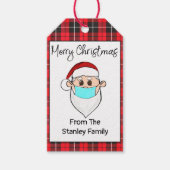 Santa met Masker Gift Label Gepersonaliseerd Cadeaulabel (Voorkant)