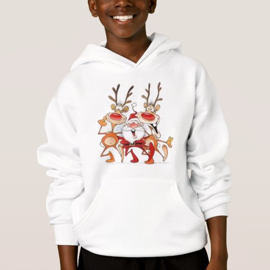 Santa met Reindeer Kind Hoodie (Voorkant)