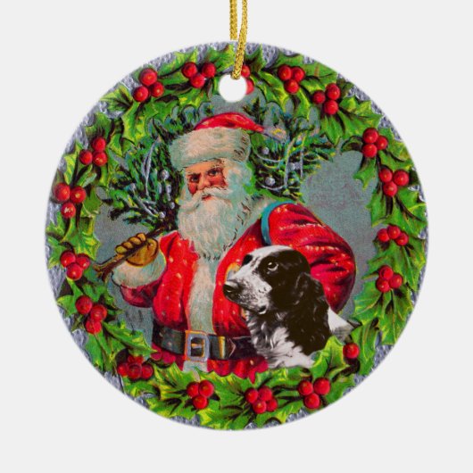Santa met Springer Spaniel Ornament (Voorkant)
