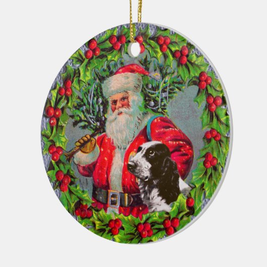Santa met Springer Spaniel Ornament (Links)