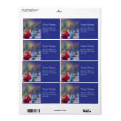 SANTA MET TOYS EN KIND IN DE WINTER SNEEUW ETIKET (Full Sheet)