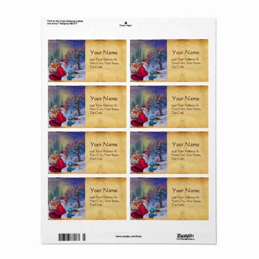 SANTA MET TOYS EN KIND IN DE WINTERSNEEUW ETIKET (Full Sheet)