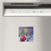SANTA MET TOYS EN KIND IN DE WINTERSNEEUW MAGNEET (Insitu (Vaatwasser))