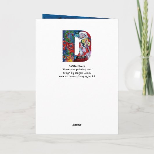 SANTA MET VIOLIN D MONOGRAM FEESTDAGEN KAART (Achterkant)