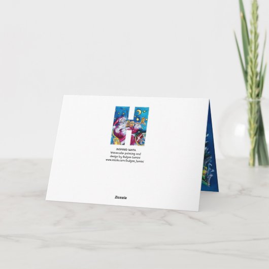 SANTA MET VIOLIN EN CHRISTMAS TREE MONOGRAM FEESTDAGEN KAART (Achterkant)