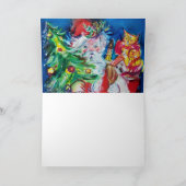 SANTA MET VIOLIN EN CHRISTMAS TREE MONOGRAM FEESTDAGEN KAART (Binnen)