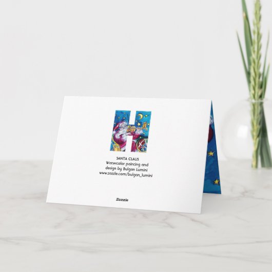 SANTA MET VIOLIN EN CHRISTMAS TREE MONOGRAM FEESTDAGEN KAART (Achterkant)