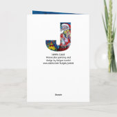 SANTA MET VIOLIN J MONOGRAM FEESTDAGEN KAART (Achterkant)