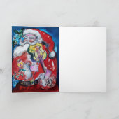 SANTA MET VIOLIN MONOGRAM FEESTDAGEN KAART (Binnen)