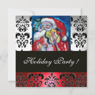 SANTA MET VIOLIN, RODE ZWARTE DAMASK MONOGRAM Ruby Kaart
