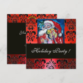SANTA MET VIOLIN, RODE ZWARTE DAMASK MONOGRAM Ruby Kaart (Voorkant / Achterkant)