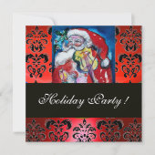 SANTA MET VIOLIN, RODE ZWARTE DAMASK MONOGRAM Ruby Kaart (Voorkant)