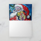 SANTA MET VIOLIN W MONOGRAM FEESTDAGEN KAART (Binnen)