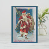  Santa met Winter Sky Feestdagenkaart (Staand voorkant)