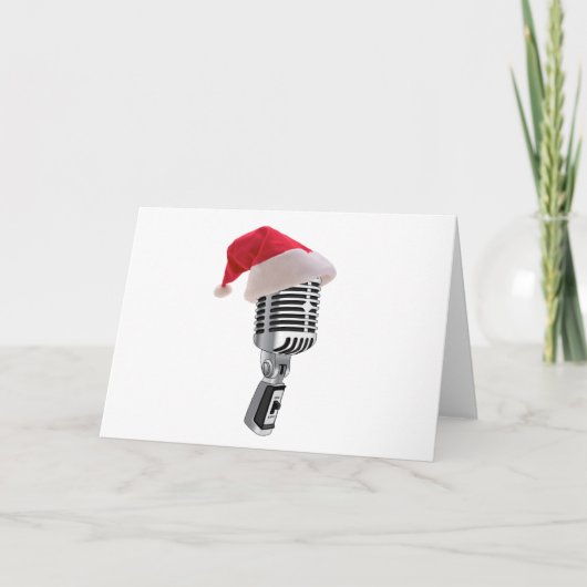 santa-microfoon feestdagen kaart (Voorkant)