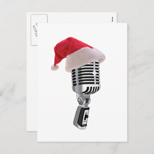 santa-microfoon feestdagenkaart (Voorkant / Achterkant)
