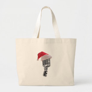 santa-microfoon grote tote bag