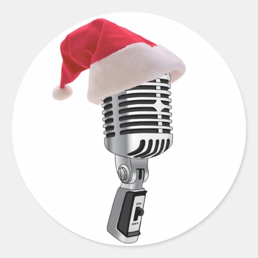santa-microfoon ronde sticker (Voorkant)