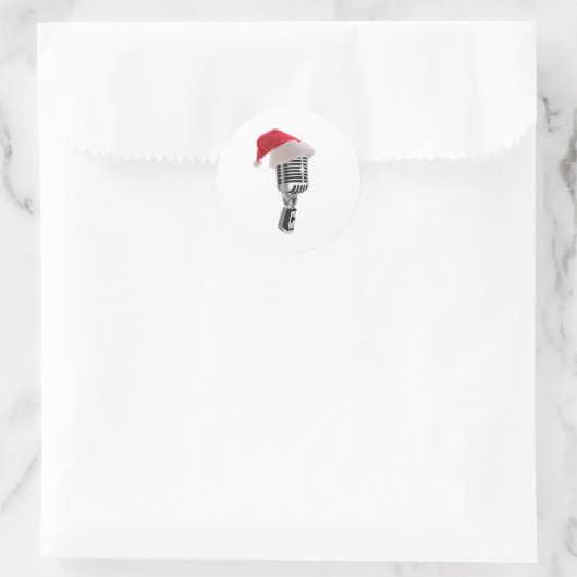 santa-microfoon ronde sticker (Tas)